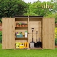 thumbnail image 1 of Outdoor Storage Cabinet with Adjustable Shelves, Aiho Wooden Outdoor Storage Shed with Lockable Double Doors for Backyard, Garden & Patio - Natural, 1 of 10