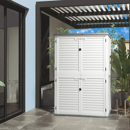 Outdoor Storage Cabinet, Large Resin Shed with Floor