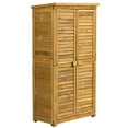 thumbnail image 1 of Outdoor Storage Cabinet with Lockable Door & Waterproof Roof, 2 Removable Shelves for Garden Tools, Durable Wood Shed for Patio & Backyard, Compact Vertical Design, 1 of 9