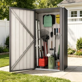 Outdoor Storage Cabinet, Outdoor Cabinets Waterproof with Shelves, Vertical Tall Garden Outdoor Cabinet, Sheds & Outdoor Storage Clearance Cabinet Weatherproof for Outside in Black