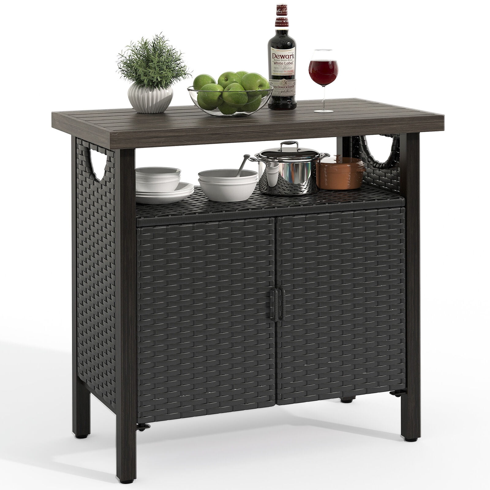 Outdoor Storage Cabinet,Rattan Outdoor Cabinet Storage Weatherproof ...