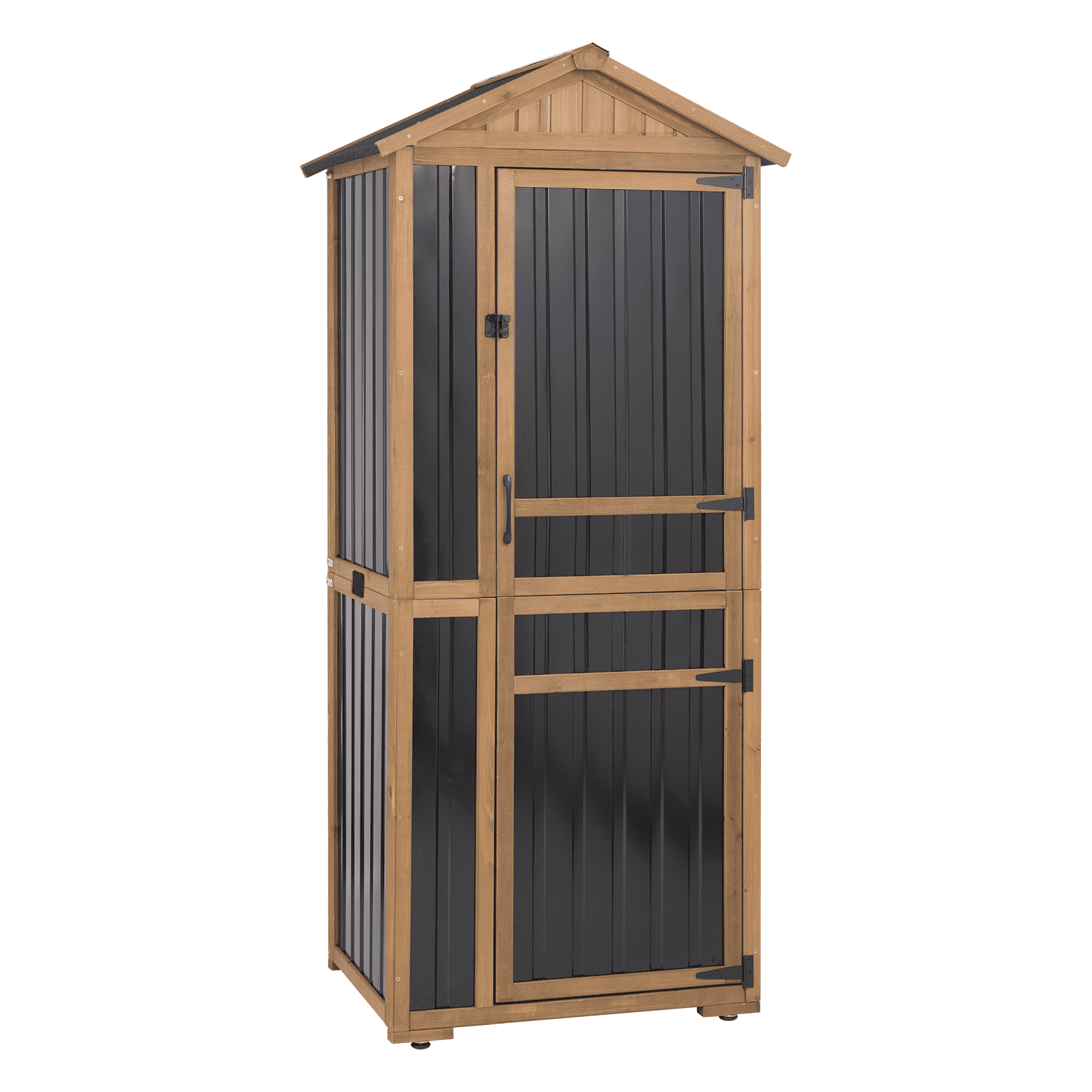 Outdoor Storage Cabinet with Sloped Roof, Adjustable Shelves, Lockable Door for Garden Patio Garage, 75.2" H
