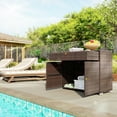 thumbnail image 1 of Outdoor Storage Cabinet, Waterproof PE Rattan Cabinet with Drawer for Indoor, Outdoor Swimming Pool, Mixed Brown, 1 of 11