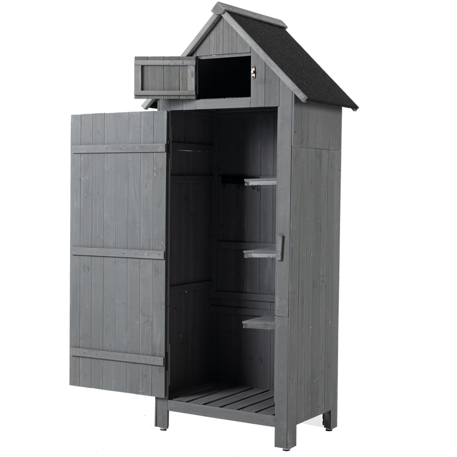 Outdoor Storage Wooden Garden Shed with Lockable Doors and