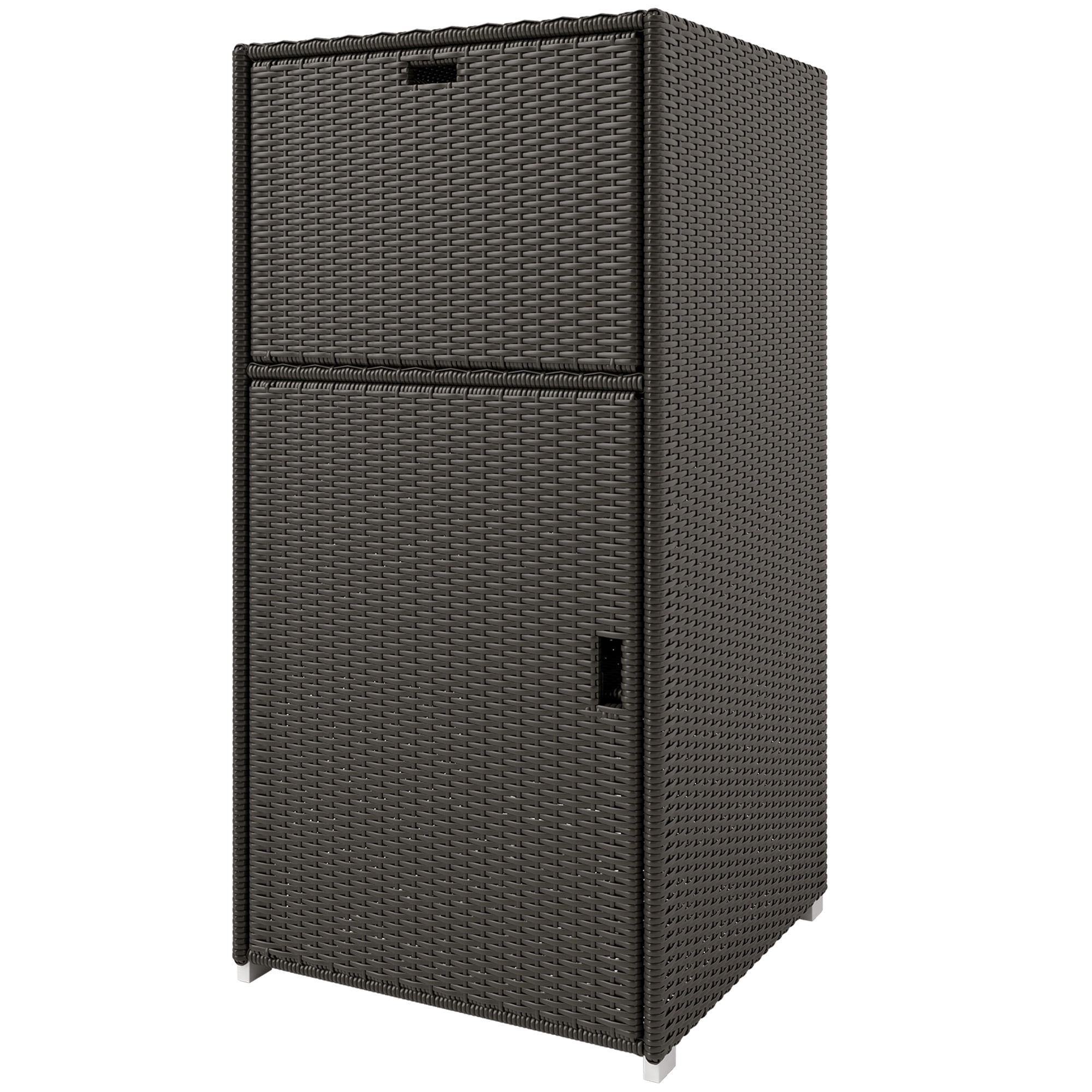 Outdoor Storage Cabinet with Drawer, Dark Brown PE Rattan, 23.6" L x 23.6" W x 47.2" H