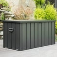 thumbnail image 1 of Outdoor Storage Deck Box, 100Gal All-Weather Resin Deck Box on Wheels, Large Patio Furniture Storage for Cushions Outdoor Toy Tool, Max Weight 440 lbs, 1 of 9