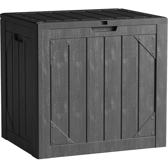 Outdoor Storage Deck Box Waterproof,30 Gallon Lockable Patio Package Delivery Bin as Seat, Resin Storage Container Bench for Furniture Cushions, Pool Accessories, Garden Tools, Black