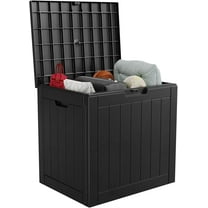 31 Gallon Resin Deck Storage Box | Lockable Patio Outdoor Container for Furniture & Garden Tools | Waterproof Black Outdoor Storage with Secure Latching