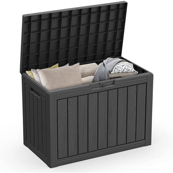 45 Gallon Resin Deck Box – Waterproof, Lockable Outdoor Storage for Patio Furniture, Garden Tools (Black)