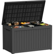 230 Gal Outdoor Storage Housing Deck Box,Waterproof Patio Furniture, Garden Tools,Cushions,Pool Accessories Storage Bench with Lockable Lid and Side Handles (Black)