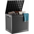 thumbnail image 1 of 30 Gallon Resin Deck Box, Lockable Patio Outdoor Storage Box for Furniture, Garden Tools and Tools Storage, Waterproof Outside Storage Boxes - Black, 1 of 7