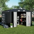 thumbnail image 1 of COMHOMA Outdoor Storage Shed 10 x 8 FT Shed with Lockable Door Steel Garden Shed with Air Vent,Gray, 1 of 9