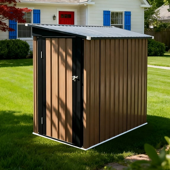 Outdoor Storage Shed 4.27 FT x2.42 FT Metal Garden Shed 5 X 3 FT Pent Roof with Side Hinge Door,Garden Storage Shed