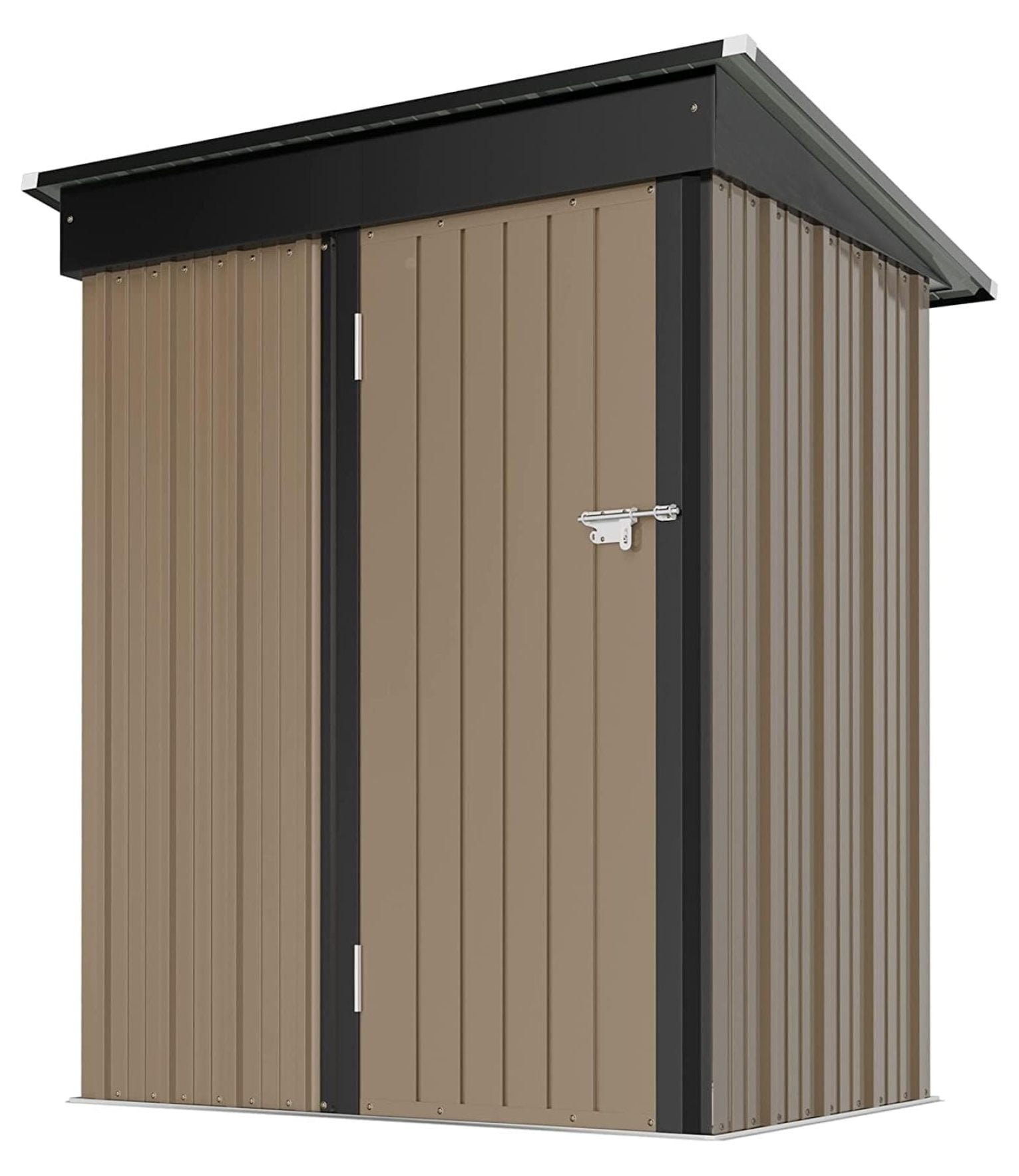 Brown Metal 5' x 3' Outdoor Storage Shed with Sliding Doors