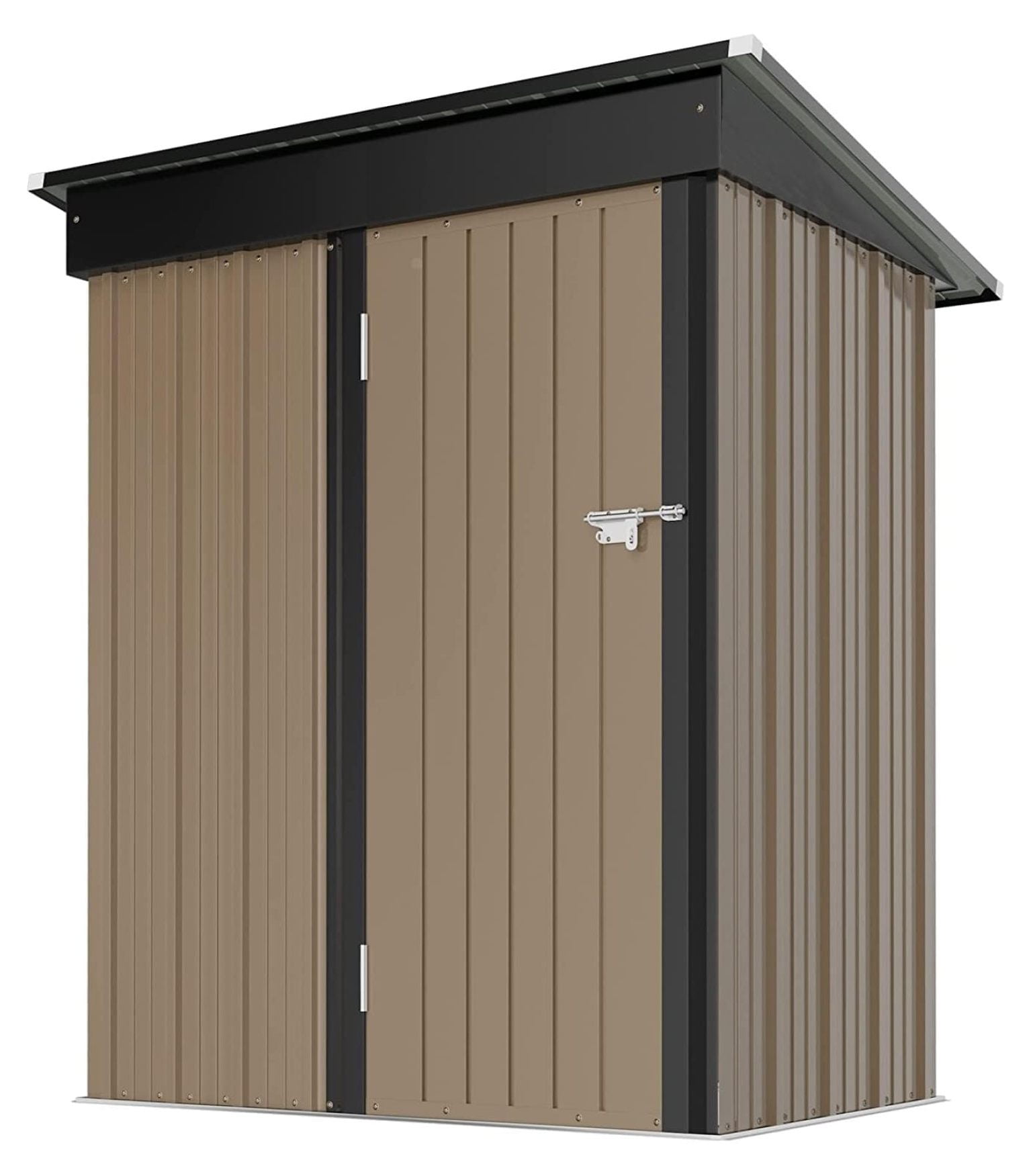 Brown Metal 5' x 3' Outdoor Storage Shed with Sliding Doors
