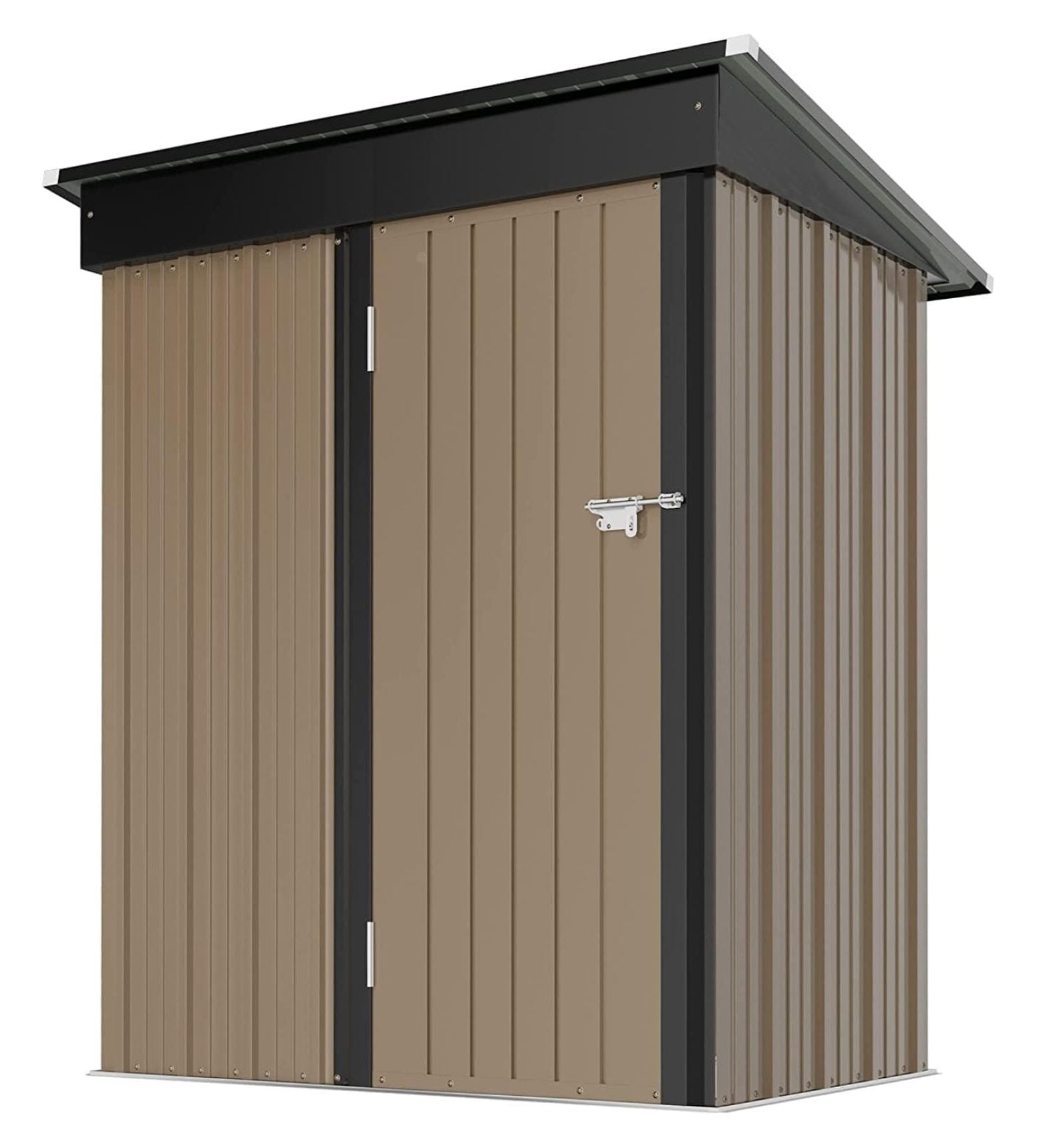 Outdoor Storage Shed 5X3 FT Small Outside Sheds & Outdoor Storage Anti-Corrosion Metal Shed Waterproof Outdoor Storage Cabinet with Door & Lock for Backyard Patio Lawn (Brown)