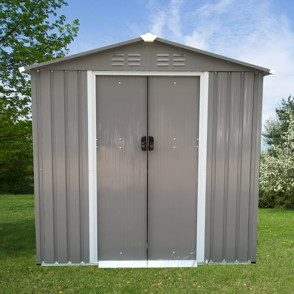 Outdoor Storage Shed,6 x 4 FT Lockable Metal Garden Shed,Storage House with Double Lockable Doors,Rainproof & Large Storage Space,Outdoor Storing Tools for Backyard Outdoor Patio