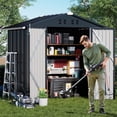 thumbnail image 1 of COMHOMA Outdoor Storage Shed 6 x 4 ft Shed with Lockable Door Steel Garden Shed with Air Vent,Gray, 1 of 9