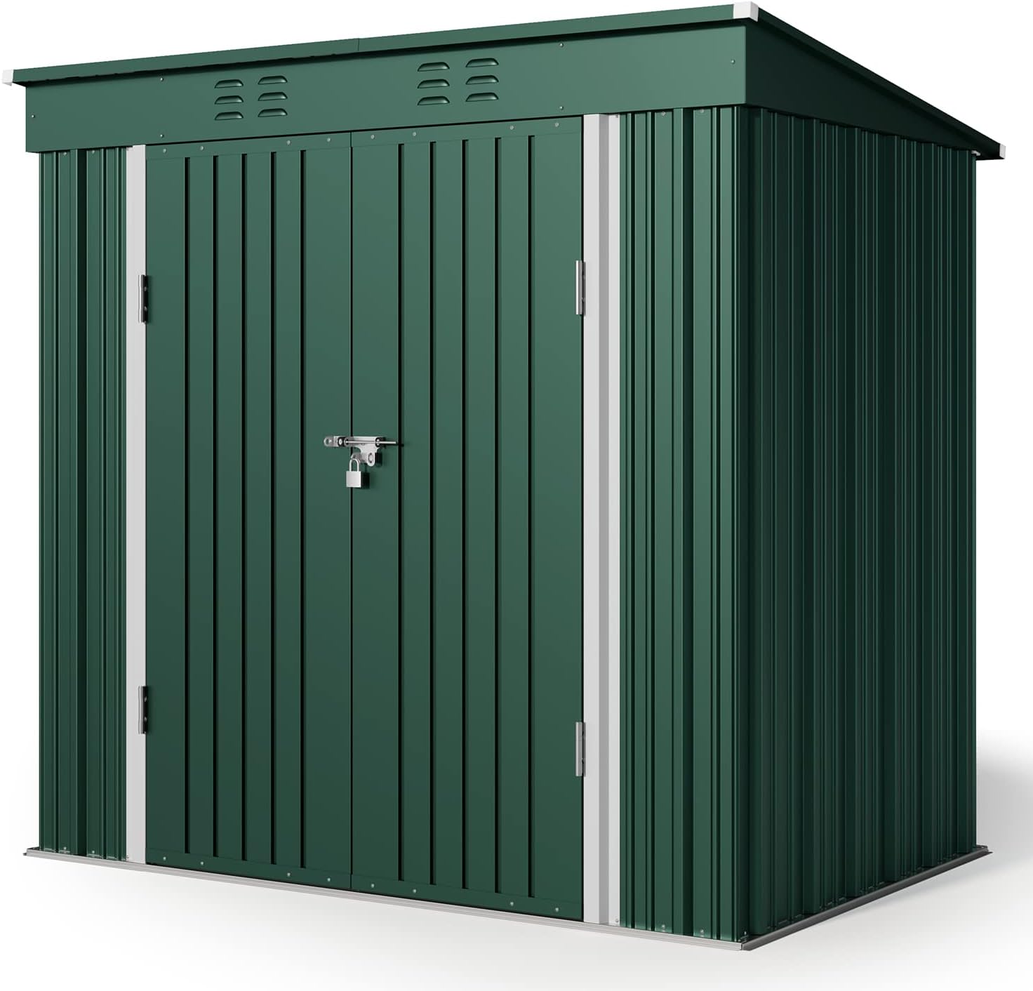 Outdoor Storage Shed, 6' x 4' Outdoor Storage Shed Clearance for Backyard Patio Lawn, Waterproof Metal Shed Outdoor Storage with Double Lockable Doors and Base Frame, Green - image 1 of 8
