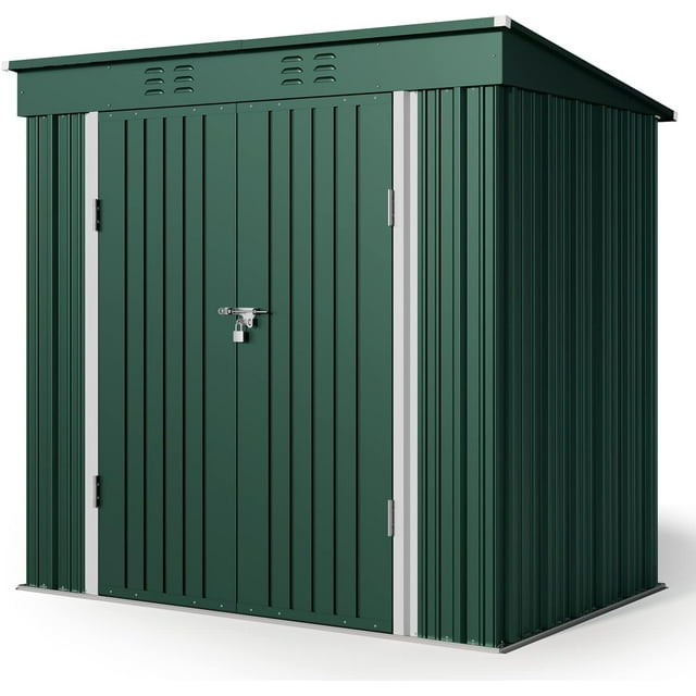 Outdoor Storage Shed, 6' x 4' Outdoor Storage Shed Clearance for Backyard Patio Lawn, Waterproof Metal Shed Outdoor Storage with Double Lockable Doors and Base Frame, Green