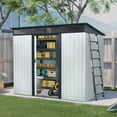 thumbnail image 1 of Outdoor Storage Shed 6 x 8 FT, Lockable Metal Garden Shed Steel Anti-Corrosion Storage House with Single Lockable Door for Backyard Outdoor Patio (White+Black), 1 of 8