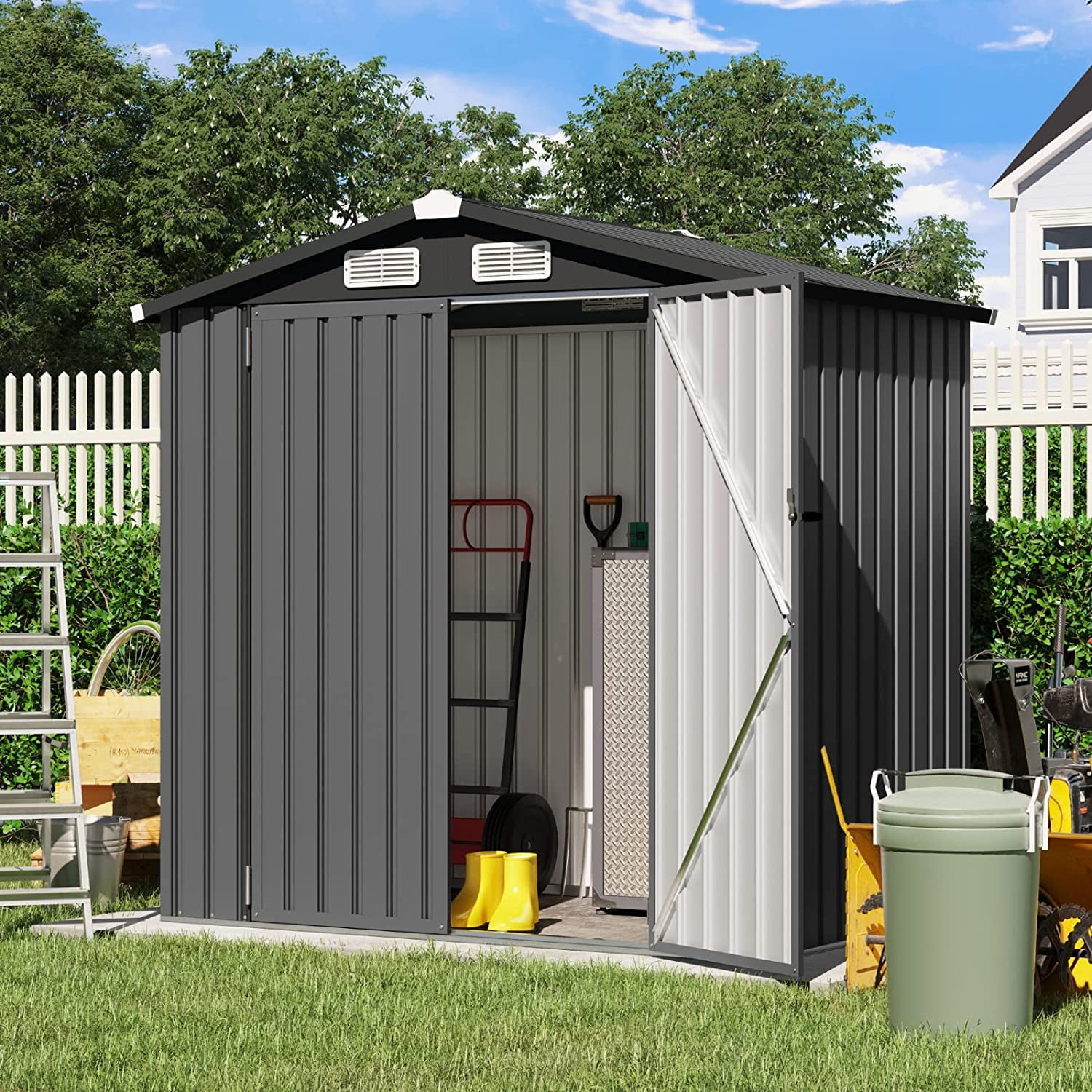 Vongrasig 5 x 3 x 6 FT Outdoor Storage Shed Clearance with Lockable Door  Metal Garden Shed Steel Anti-Corrosion Storage House Waterproof Tool Shed  for