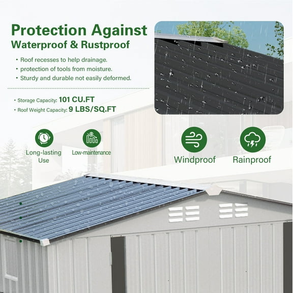 Outdoor Storage Shed 6X3.6FT Metal Storage Shed,Tool Shed with Peaked Roof Waterproof with Clear Window and Lockable Door Compact Tool Shed for Garden, Backyard,Patio,Sundries and Bike Storage, White