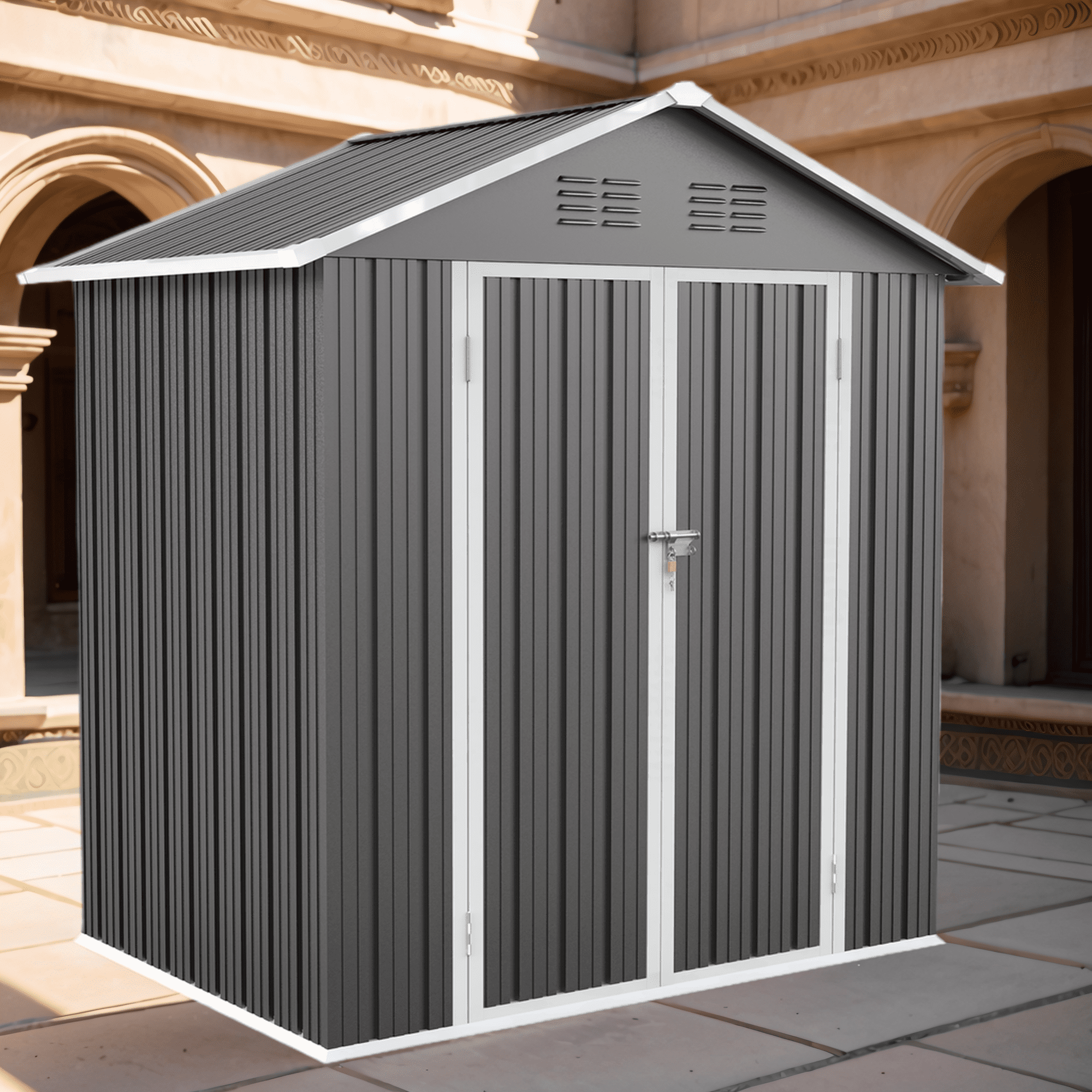 Outdoor Storage Shed, All Weather Metal Shed, Aluminum Frame ...