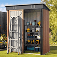 thumbnail image 1 of Lofka Outdoor Storage Shed,5'x 3' Metal Garden Shed with Single Lockable Door, All-Weather Galvanized Steel, Compact Space Saver for Garden Tools| Patio,  Brown(Cobertizo de almacenamiento), 1 of 10