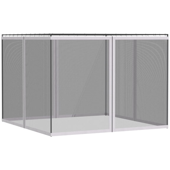 Outdoor Storage Shed Outsunny 10' x 13' Replacement Mesh Sidewall Netting for Patio Gazebos and Canopy Tents with Zippers (Sidewall Only), White,Garden Storage Shed