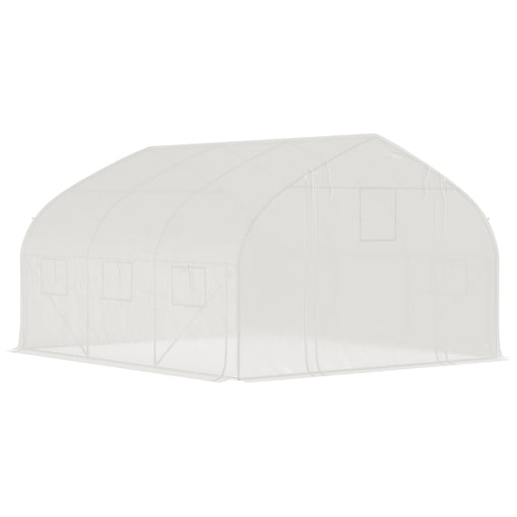Outdoor Storage Shed Outsunny 11.5' x 10' x 6.5' Walk-in Tunnel Greenhouse, Green House with Zippered Mesh Door, 7 Mesh Windows & Roll-up Sidewalls, Upgraded Gardening Plant Hot House with Galvanized