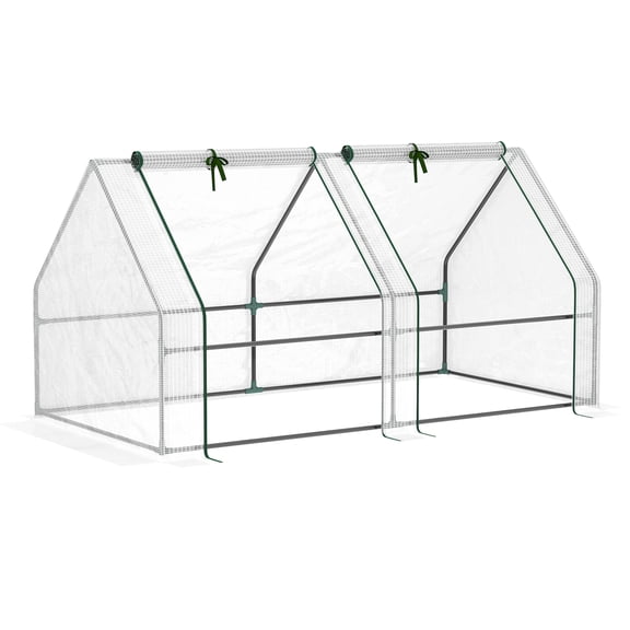 Outdoor Storage Shed Outsunny 6' x 3' x 3' Portable Mini Greenhouse Outdoor Garden with Large Zipper Doors and Water/UV PE Cover, White,Small Storage Shed