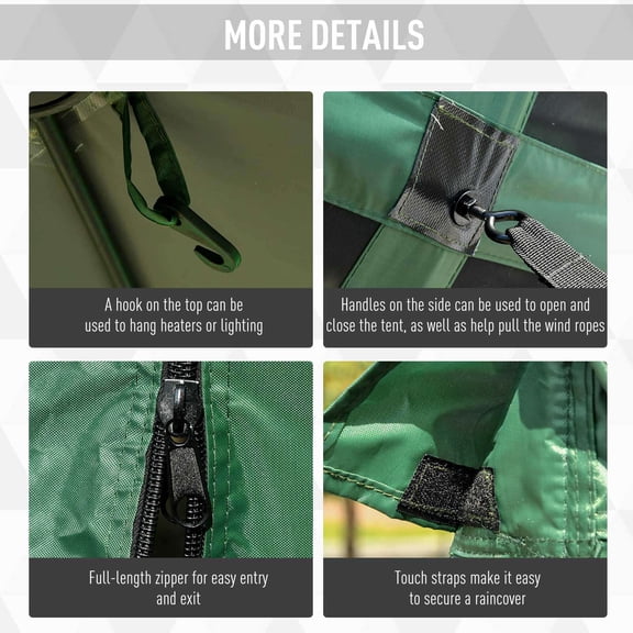 Outdoor Storage Shed Outsunny Pop Up Camping Canopy Gazebo Screen Shelter Tent with Single Person Easy Set-Up, Ventilating Mesh, Portable Carry Bag for Outdoor Camping Party Event, 7x7FT, Green,Small