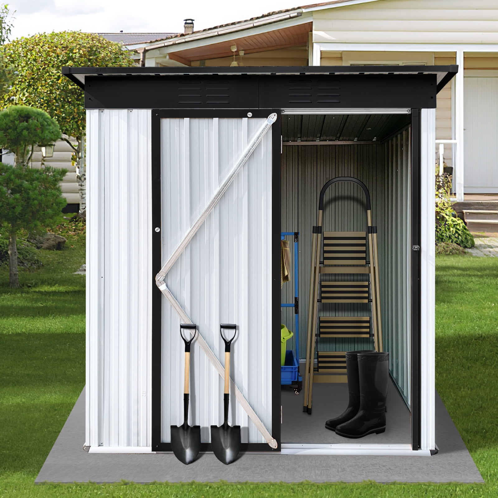 Outdoor Storage Shed SESSLIFE 5ft X 3ft Galvanized Metal Storage Shed outdoor-storage-shed-sesslife-5ft-x-3ft-galvanized-metal-storage-shed