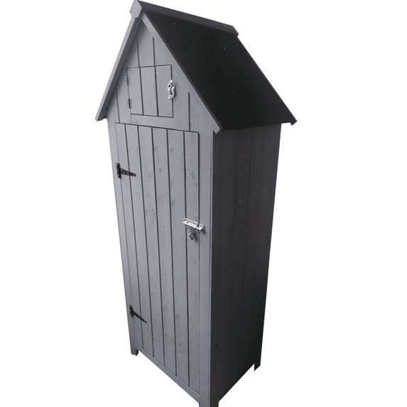 Outdoor Storage Shed, Wood Garden Tool Cabinet Waterproof Shed with Shelves and Locking Latch