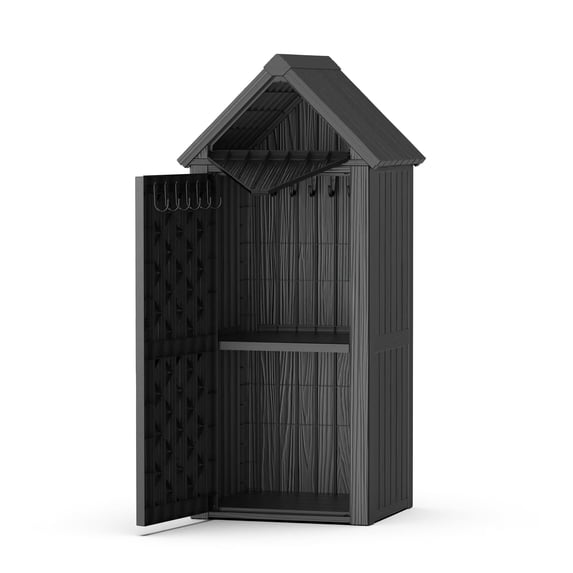 Outdoor Storage Shed, Waterproof Resin Garden Tool Shed, Heavy-Duty Weather-Resistant Cabinet for Patio, Backyard, or Garage