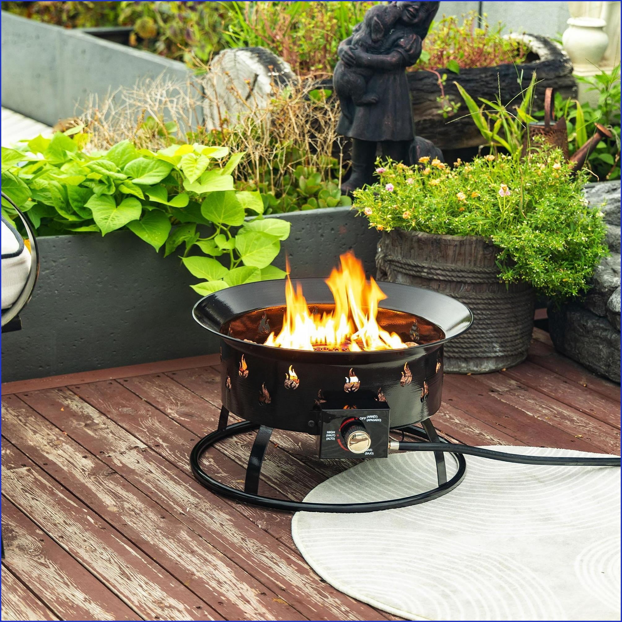 Outdoor Stoves | 19" 50000 BTU Round Propane Fire Pit | Fogon Exterior | Modern, for Patio Deck Backyard | Black