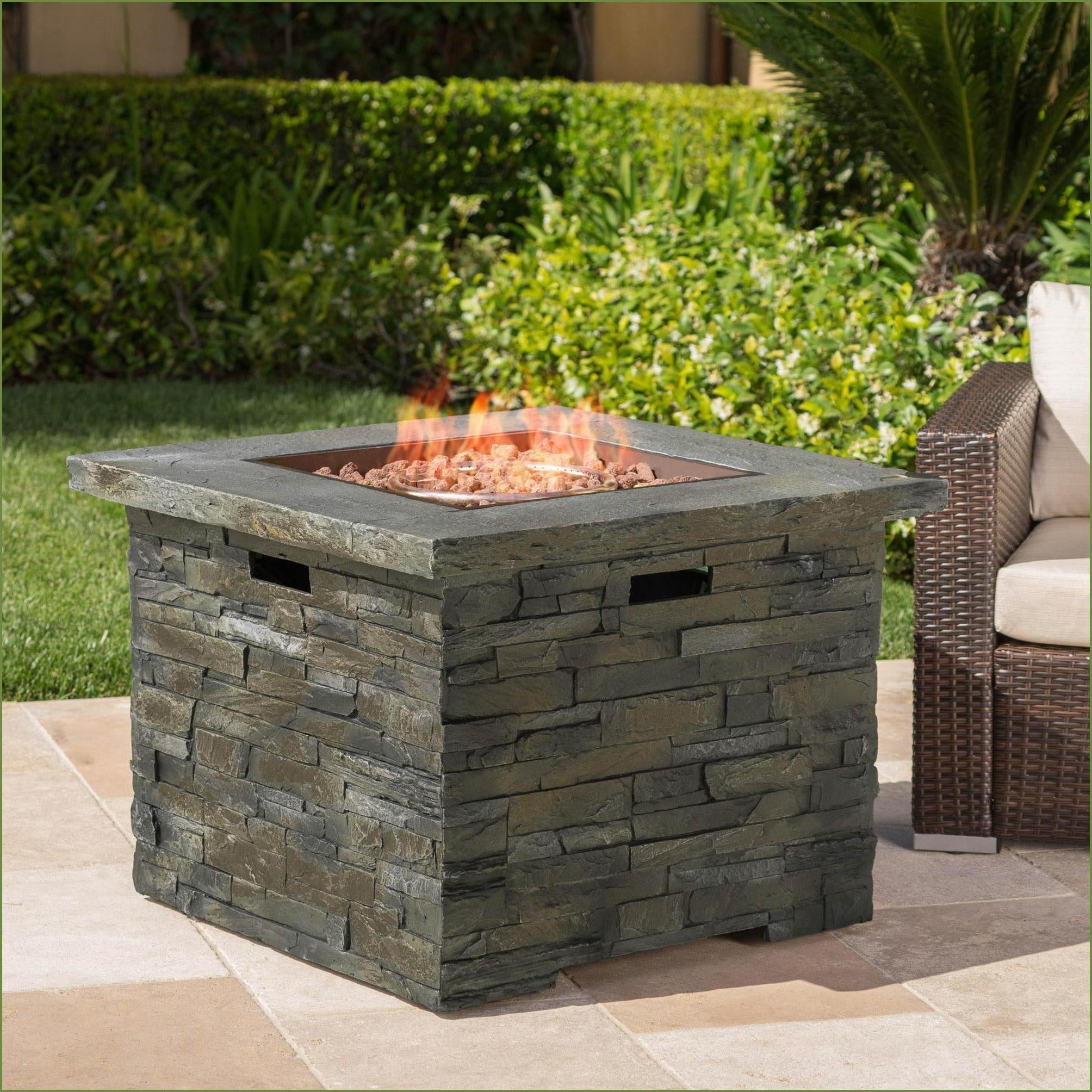 Outdoor Stoves | 35 Inch Square 40000 BTU Propane Fire Pit | For Patio Backyard | Parrilla Exterior | Slate Gray