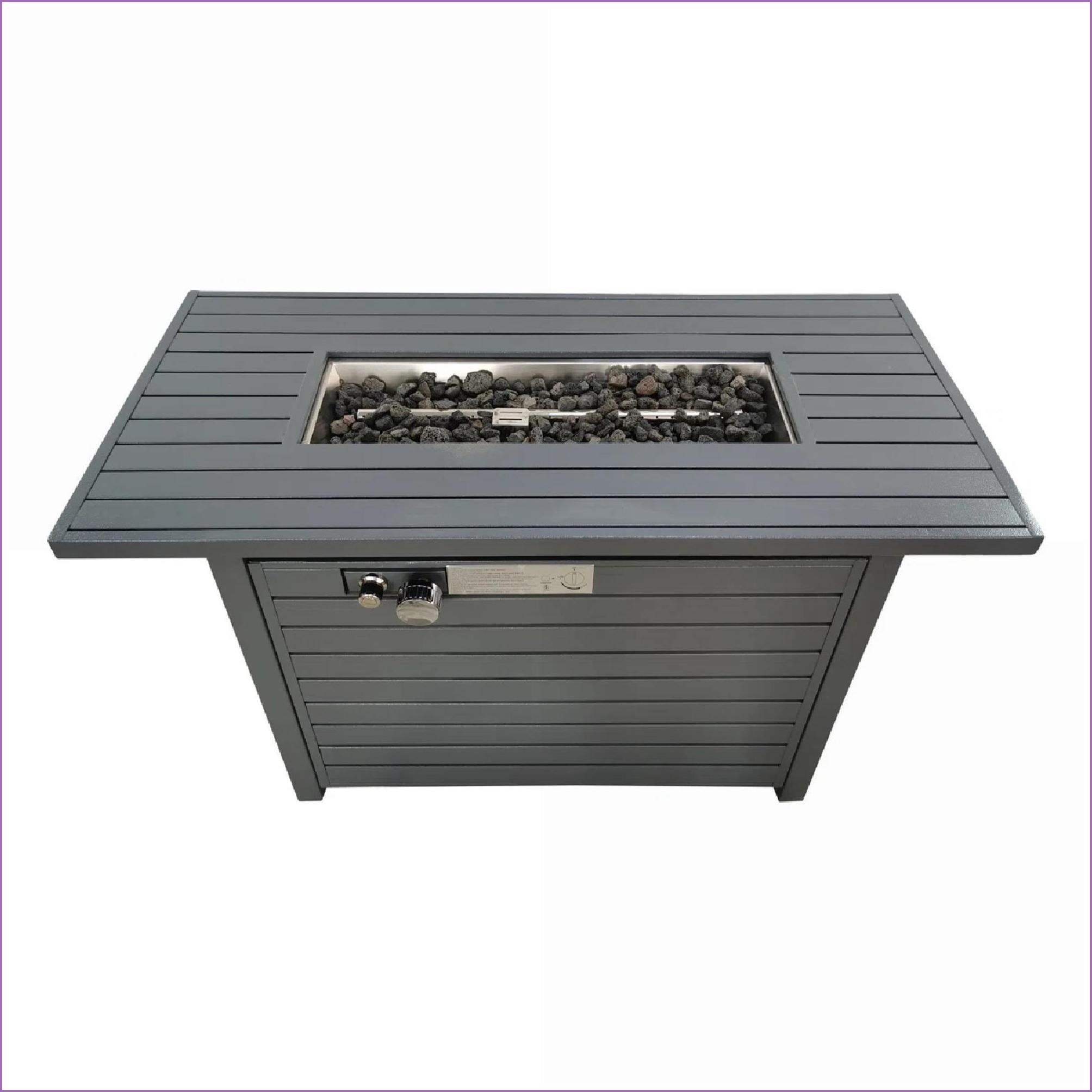 Outdoor Stoves | Estufas al Aire Libre | 42" Modern Off-White Fire Pit Table | For Patio Backyard | Steel