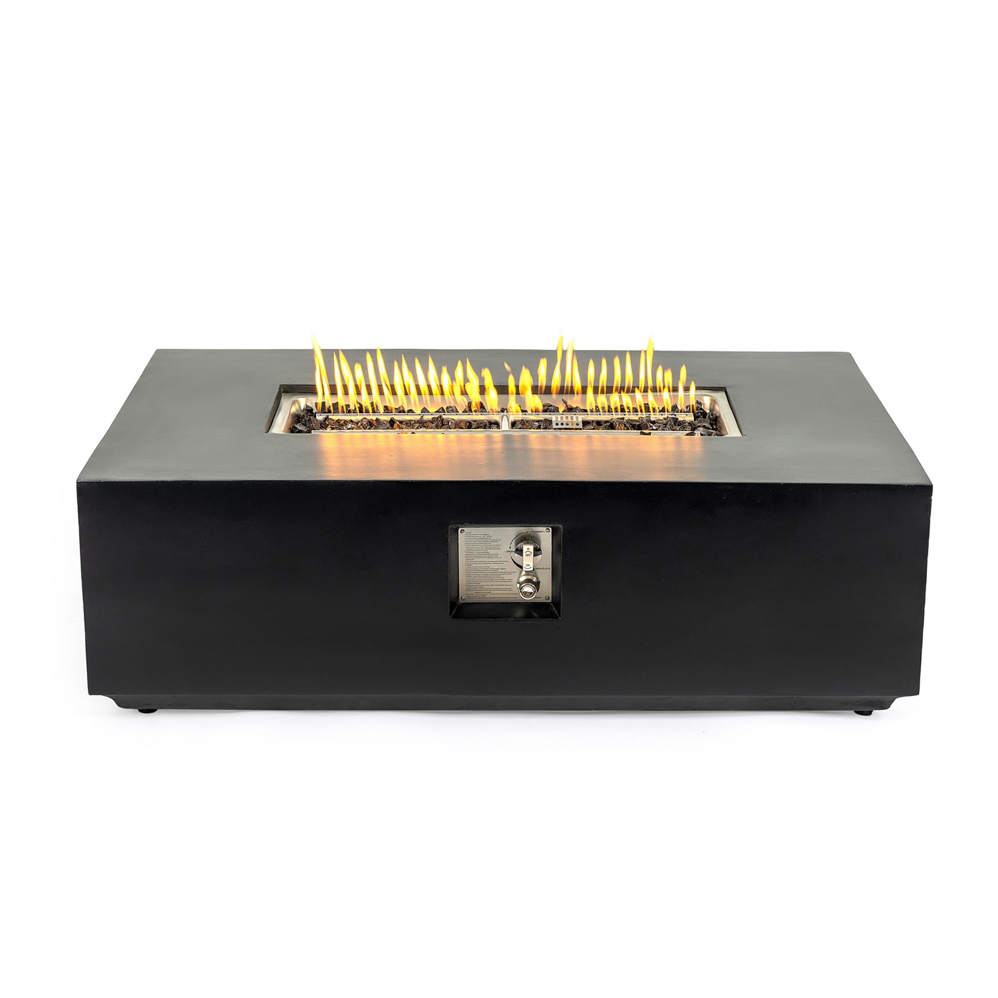 Outdoor Stoves | Fogon Exterior | Modern 48" Rectangular Propane Fire Pit Table for Patios Backyards | Concrete