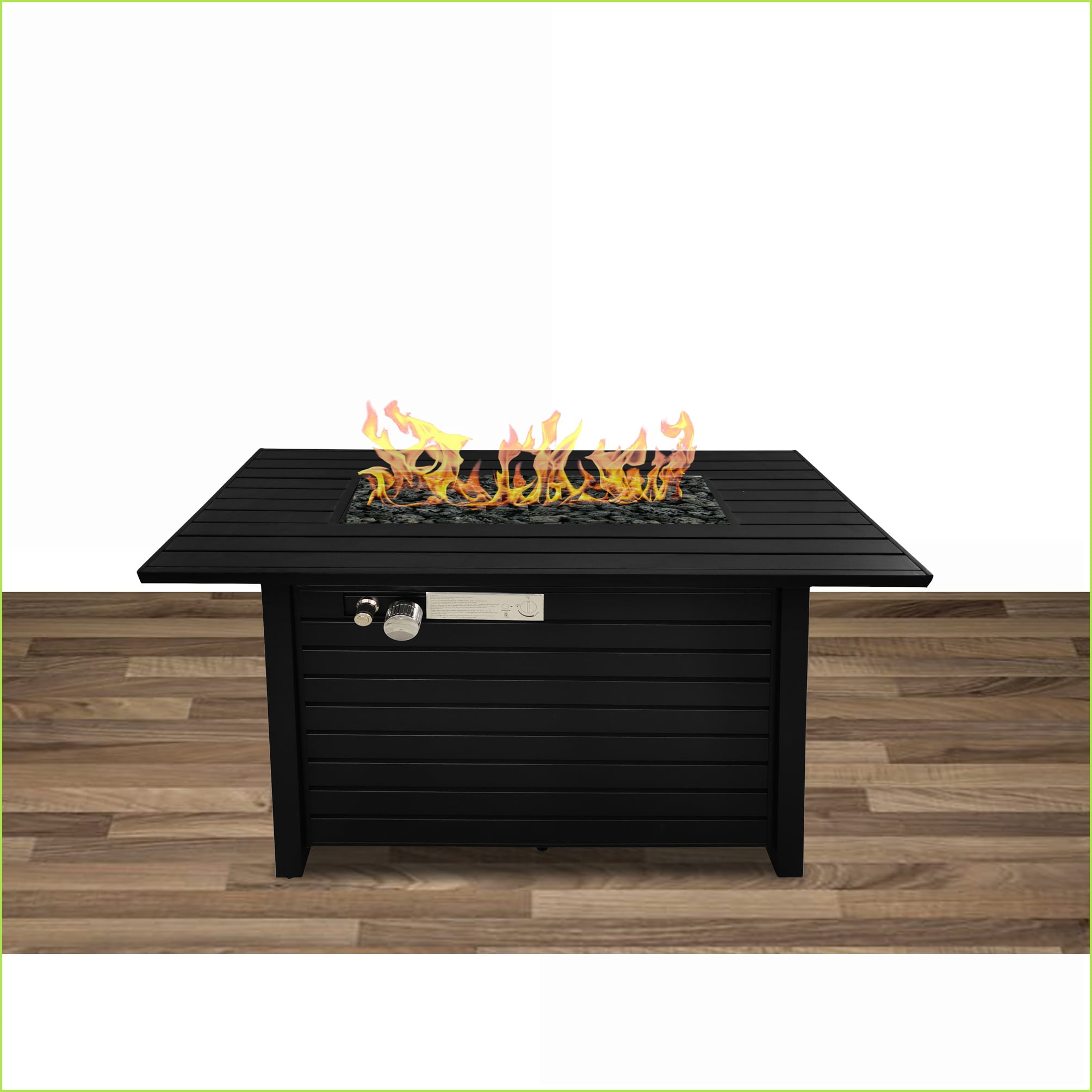 Outdoor Stoves | fogata exterior | 50000 BTU Steel Rectangle Fire Pit Table for Backyard Patio | Black