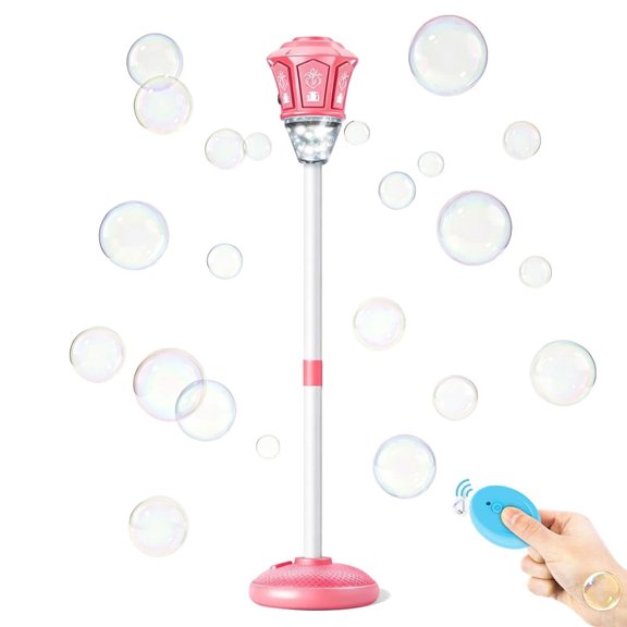 Outdoor Street Light Bubble Machine, 2026 New Standing Bubble Blower with Lights & Music, Adjustable Height Bubble Maker, Bubble Machine for Parties Birthday Wedding Outdoor (Pink)