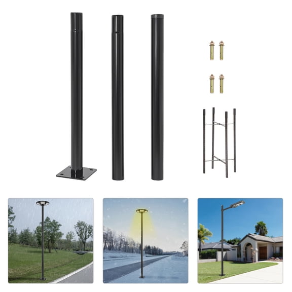 Outdoor Street Light Pole Courtyard Parking Lot Lighting Lamp Post W/Ground Cage