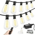 thumbnail image 1 of Outdoor String Led Patio Lights, 100Ft Waterproof Light 28 Bulbs+2 Spares with Remote Dimmable ST38 Shatterproof Bulb, for Backyard Yard Porch Party, 1 of 7
