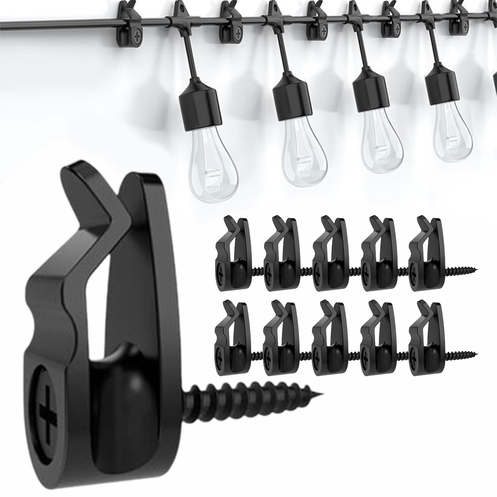 GEZIDEA 40-Pack Black Plastic Light Hanger Hooks – Screw-in Hooks For String Lights, Plants, Wind Chimes & More - View #13