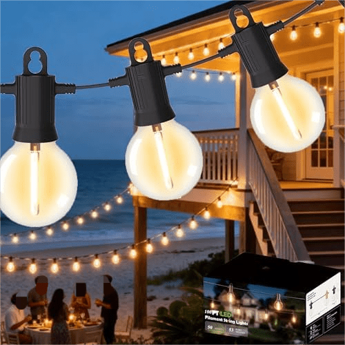 Outdoor String Lights,100 Feet Led Patio Globe Lights with Plastic Bulbs,Waterproof,Shatterproof,G40 Outdoor String Lights with,Connectable Hanging for Backyard, Bistro, Porch, Deck, Balcony,Tent