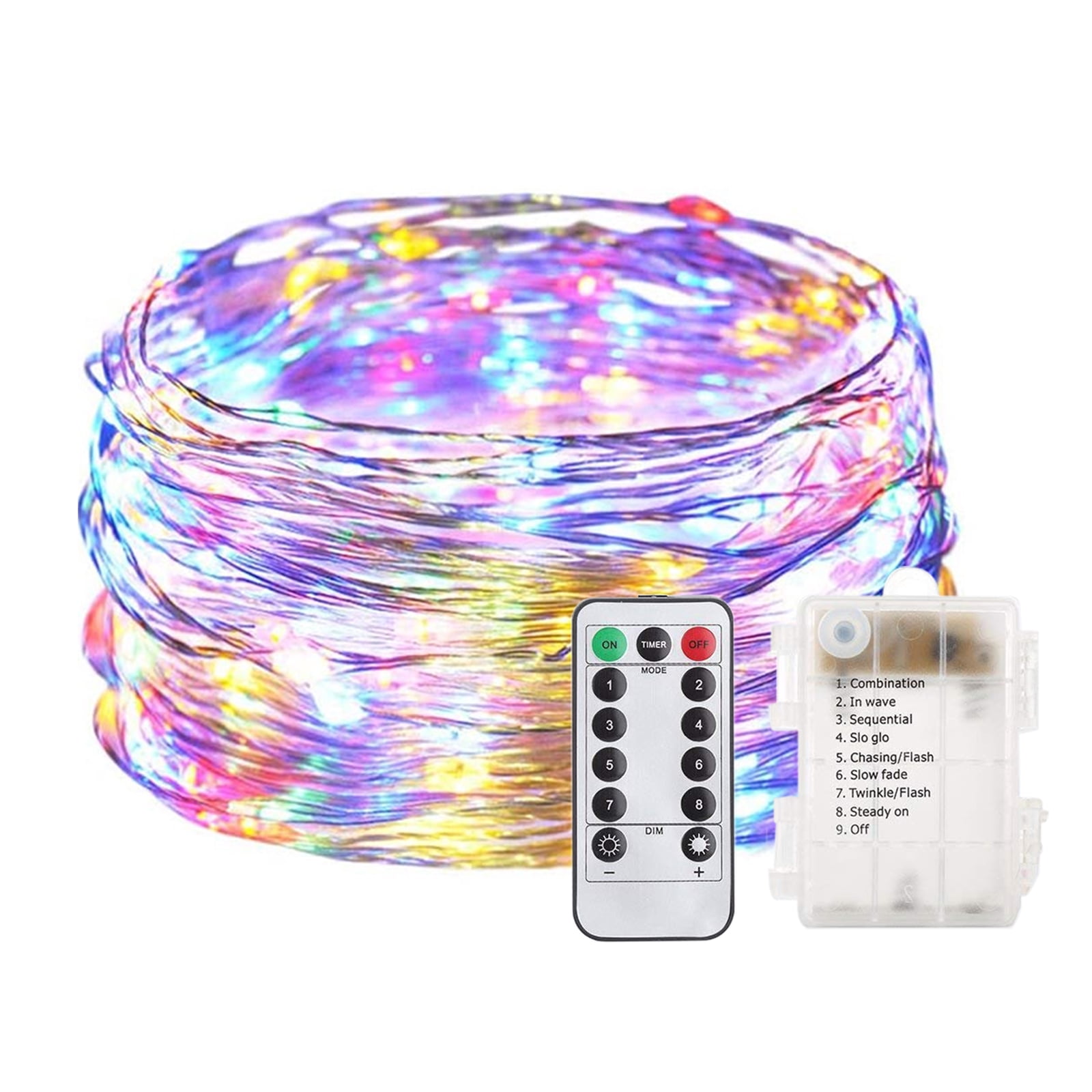 Outdoor String Lights 100LED 33Ft Battery Operated LED Rope Lights with ...