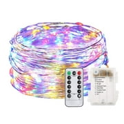 Outdoor String Lights 100LED 33Ft Battery Operated LED Rope Lights with Remote Indoor Timer Fairy Lights for Patio Easter Christmas Party Multi Color