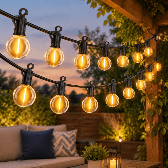 Outdoor String Lights 200ft 100 Led Bulbs Ip65 Waterproof Connectable ...