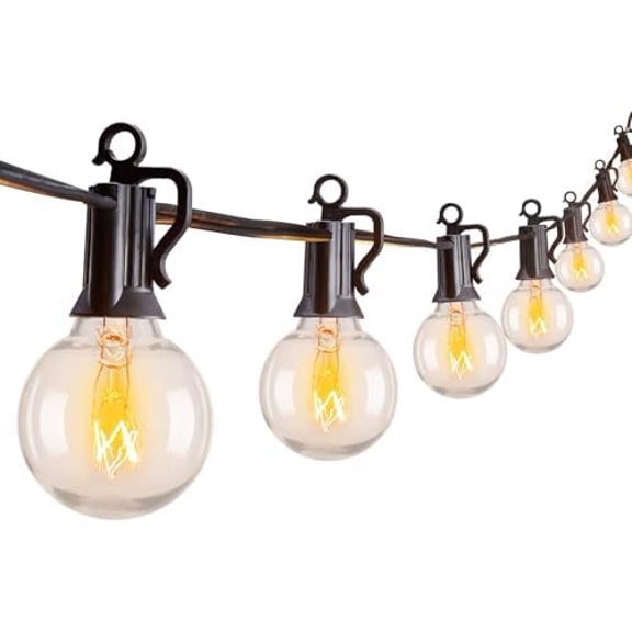 Outdoor String Lights 30FT G40 Globe Patio Lights with 27 Edison Glass Bulbs(2 Spare), Waterproof Connectable Hanging Light for Backyard Porch Balcony Party Decor, E12 Socket Base, Black